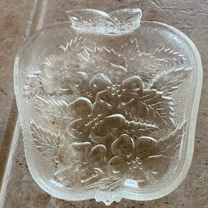 Ornate Clear Glass Floral Tray